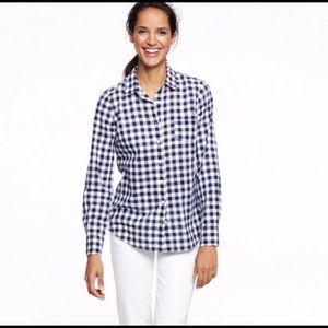 J. Crew Navy Gingham Perfect Boy Fit Shirt